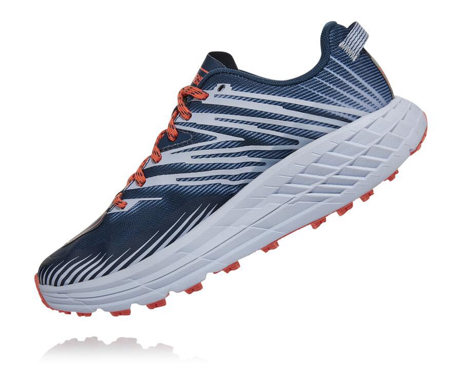 Trail Shoes Womens - Hoka One One Speedgoat 4 - Navy/White - HTABRLM-13